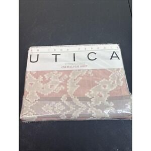 Vintage Utica Grand Illusions Full Flat Sheet NOS Pink USA 180 Thread